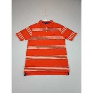 U.S. Polo Assn. Shirt Adult Medium orange white Short Sleeve Polo‎ Striped Logo